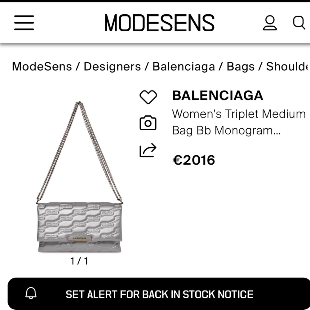 NWT Silver BALENCIAGA Triplet BB monogram shoulder bag - Picture 9 of 12